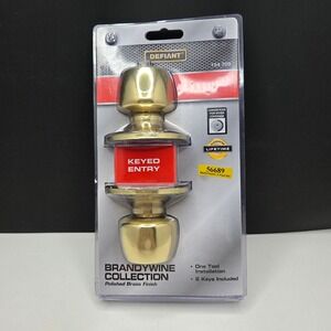 Defiant Door Knob Brandywine Collection Keyed Entry Polished Brass Gold Finish